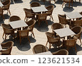 Many empty tables 123621534