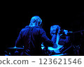 Drummer and blue light 123621546