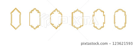 Set of six unique geometric frames with classic gold outline design 123621593