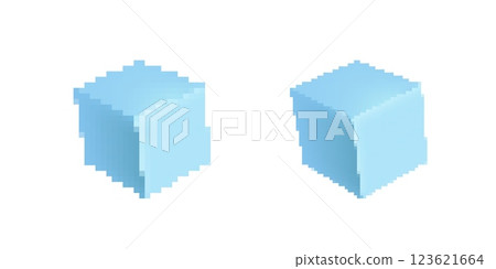 Optical illusion of identical blocks creates perception of different sizes shapes and depths 123621664