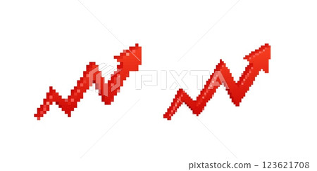 Two growing red arrow graphs in dynamic pixelated zigzag shapes Two growing red arrow graphs in dynamic pixelated zigzag shapes 123621708
