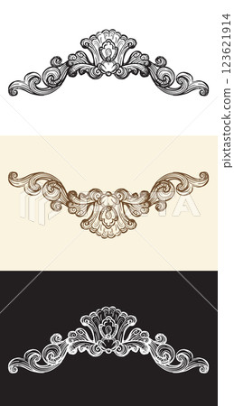 Set of hand drawing baroque design element vector illustration Set of hand drawing baroque design element vector illustration 123621914