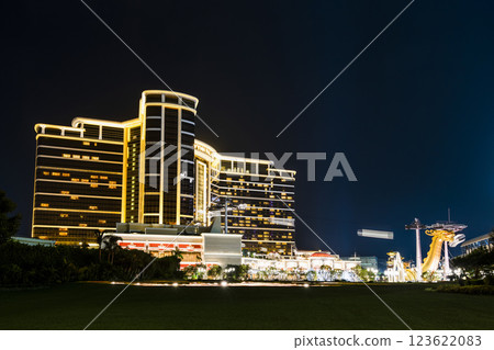 Beautiful night view of Wynn Palace is a hotel casino resort on the Cotai Strip in Macau, China. 123622083