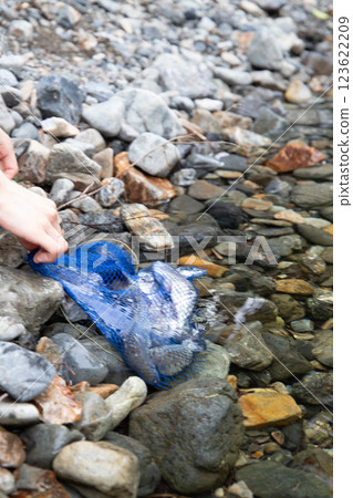 Children's feet playing in the river Children's feet playing in the river 123622209