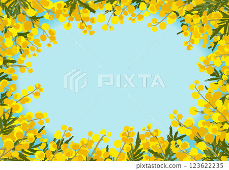 春天天空盛開的含羞草框架，向量素材 123622235