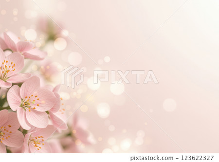 美麗的櫻花被柔和、夢幻的春光環繞（AI 生成的圖像） 123622327