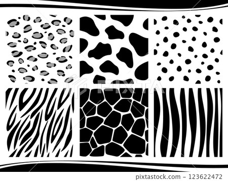 Set of 6 animal seamless patterns in monotone 123622472