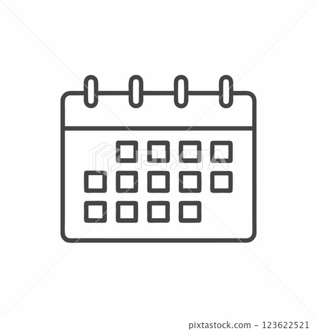 Calendar icon representing organization and time management in a minimalist design for planners and schedules 123622521