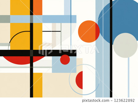 Geometric abstract pattern with colorful shapes on white background 123622892