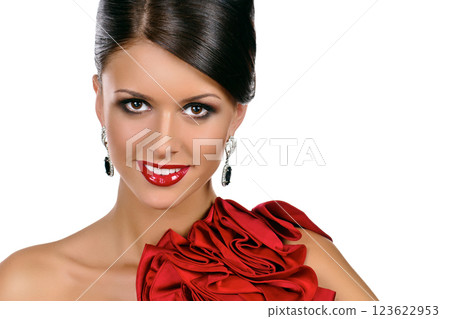 Elegant fashionable brunette lady 123622953