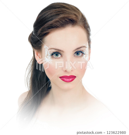 Woman with makeup and faceart Woman with makeup and faceart 123622980