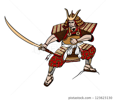 Samurai in graphic style isolated. Vector. 123623130