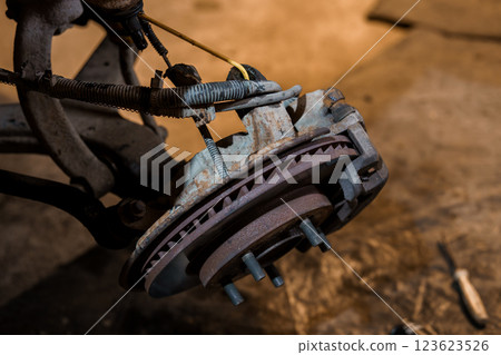 Detailed Close-Up of an Automotive Brake System Component Detailed Close-Up of an Automotive Brake System Component 123623526