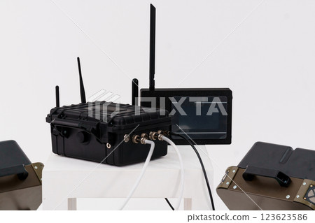 Advanced Electronic Warfare System Showcase with Tactical Equipment Advanced Electronic Warfare System Showcase with Tactical Equipment 123623586