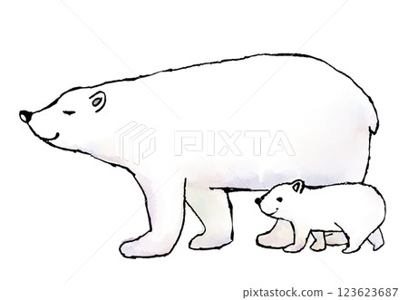 父母與孩子北極熊的插圖 123623687