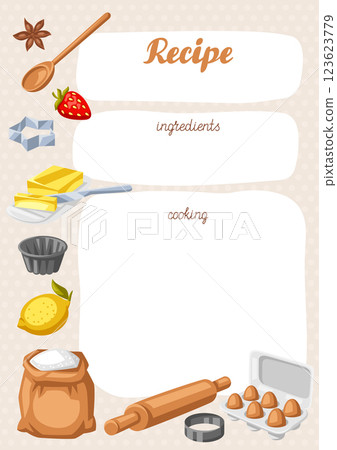 Background with bakery utensils. Cooking tools for home and recipe items. 123623779