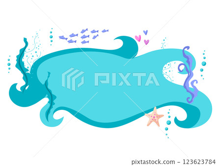 Background with sea creations. Underwater decorative fish and algae texture. Background with sea creations. Underwater decorative fish and algae texture. 123623784