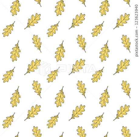 Vector seamless pattern of hand drawn oak leaf 123623940