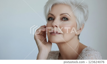 Elegant portrait of a mature woman Elegant portrait of a mature woman 123624076