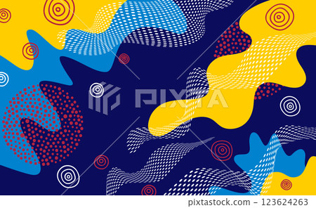 Creative vector illustration yellow color splash background. Art design trendy memphis style. Geometric line shape background. Abstract concept graphic playground banner element 123624263