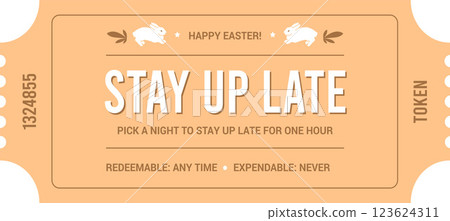 Easter coupon or ticket for egg hunt vector illustration 123624311