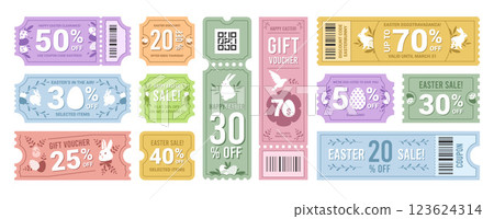 Easter Discount Coupons Vector Templates Set 123624314