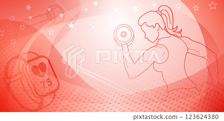 Fitness themed background in red. Fitness themed background in red. 123624380