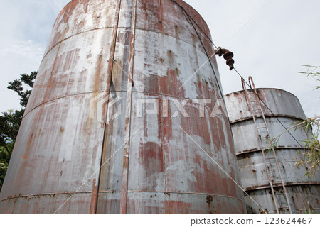 Water tank on Shihoyama in Ikeshima, Nagasaki World Heritage Site, Nagasaki City, Nagasaki Prefecture Water tank on Shihoyama in Ikeshima, Nagasaki World Heritage Site, Nagasaki City, Nagasaki Prefecture 123624467