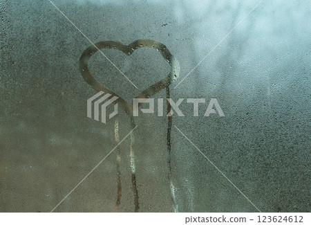 The heart is a painted concept. drawing on glass 123624612