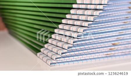a stack of photo albums. photo books stacked  123624619