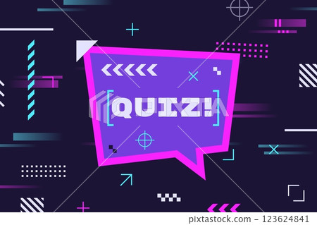 Quiz game banner. Trivia night tv show or internet online team competition question answer quest intelligent test neon promotion poster creative header vector illustration 123624841