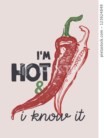 Vector vegetable poster of chili peppers and jalapeno. Hand-drawn garden harvest sketch. Tasty food illustration for restaurant and cafe interior, veggie market drawing print, fabric or background. Vector vegetable poster of chili peppers and jalapeno. Hand-drawn garden harvest sketch. Tasty food illustration for restaurant and cafe interior, veggie market drawing print, fabric or background. 123624849