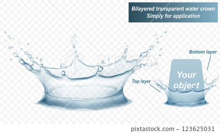 Water crown with two layers. Splash of water. 123625031
