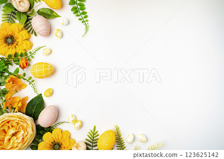 Happy Easter concept with easter eggs Happy Easter concept with easter eggs 123625142