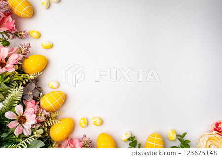 Happy Easter concept with easter eggs Happy Easter concept with easter eggs 123625148