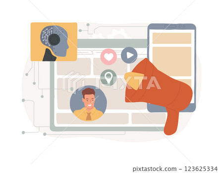 AI-Personalized PR Campaigns abstract concept vector illustration. AI-Personalized PR Campaigns abstract concept vector illustration. 123625334