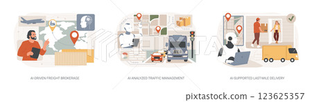 AI Technology in Logistics abstract concept vector illustrations. 123625357
