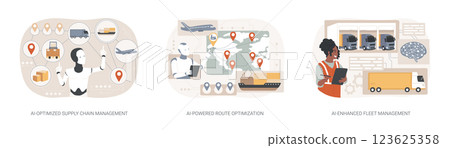 AI in Transportation and Logistics abstract concept vector illustrations. 123625358