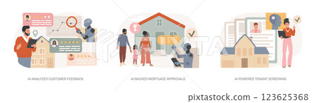 Real Estate Management with AI abstract concept vector illustrations. Real Estate Management with AI abstract concept vector illustrations. 123625368