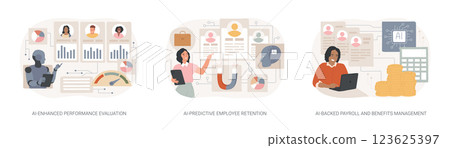Artificial intelligence in HR abstract concept vector illustrations. 123625397