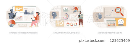 AI-Powered Data Analysis abstract concept vector illustrations. 123625409