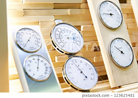 Thermometers and hygrometers for sauna 123625481