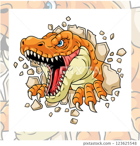 Tyrannosaurus cartoon mascot character design Tyrannosaurus cartoon mascot character design 123625548
