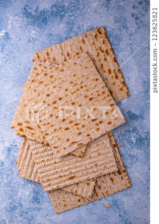 Traditional Jewish bread matzo for Passover Traditional Jewish bread matzo for Passover 123625821