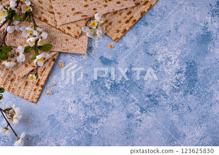 Traditional Jewish bread matzo for Passover 123625830