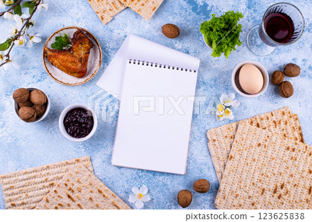 Traditional Passover Seder plate with symbolic foods. Symbolic of Jewish holiday Pesach. Traditional Passover Seder plate with symbolic foods. Symbolic of Jewish holiday Pesach. 123625838