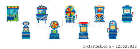 Amusement Game Machine and Control Panel Vector Set Amusement Game Machine and Control Panel Vector Set 123625928