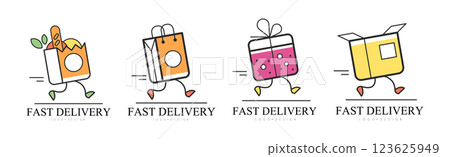 Fast Delivery Service Logo Design Template Vector Set 123625949