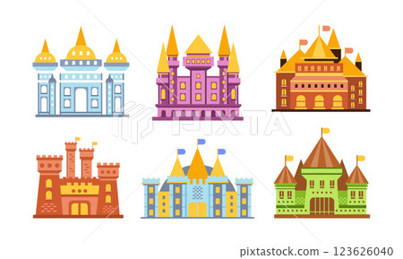 Medieval Castles Vector Set For Design and Web Isolated on White Background 123626040