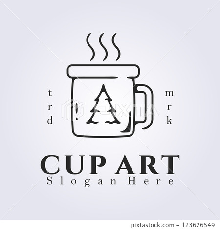 line art cup drink logo design, hot coffee adventure logo template design graphic line art cup drink logo design, hot coffee adventure logo template design graphic 123626549
